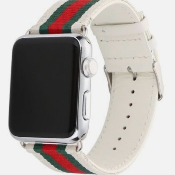 NWT WHITE GREEN RED Watch Band Strap For Apple Watch SIZE 42/44MM - Picture 1 of 3